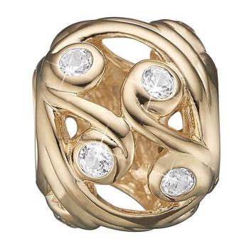 Christina Collect gold-plated Ocean Soul Open sphere with wave pattern and 10 glittering topazes, model 630-G108